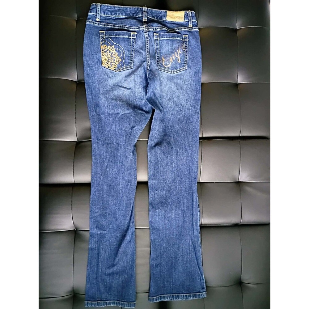 Enyce Jeans Womens Size 9 Blue Straight Y2K Hip Hop Denim Gold Stitch Pants